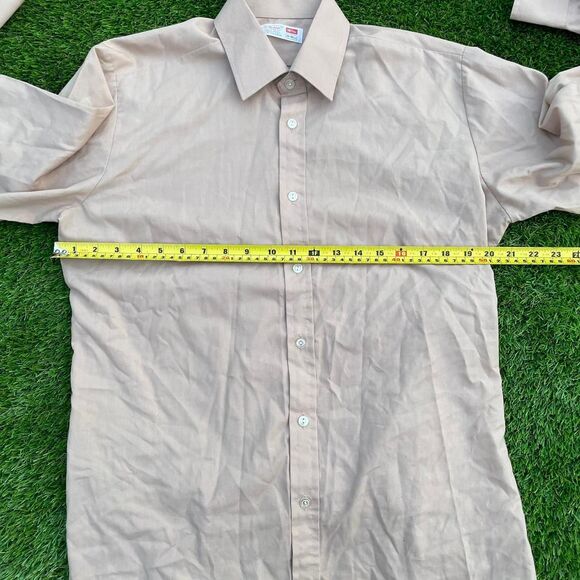St Michael Business Causal Button Up Shirt Tan Pink Size 39 - Picture 3 of 5
